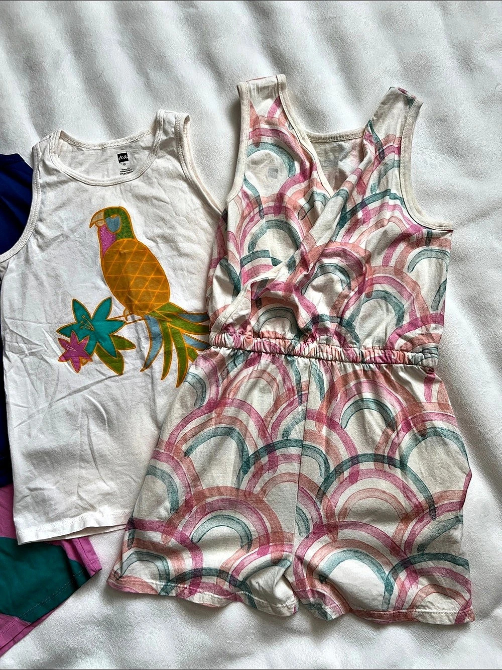 Tea Collection Kids Graphic Tops & Romper Lot in Pink & White